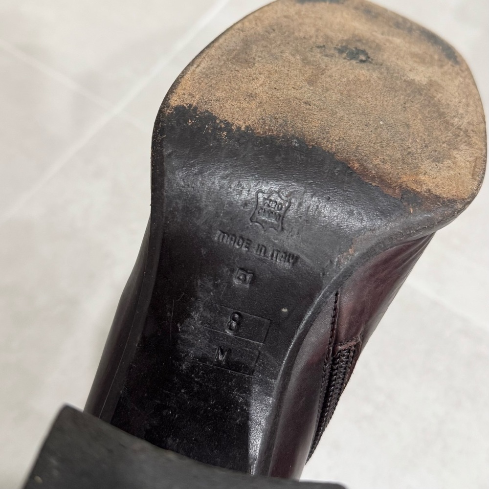 Via Spiga Maroon Heeled Leather Boots - Picture 5 of 9